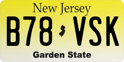 NJ license plate B78VSK