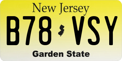 NJ license plate B78VSY