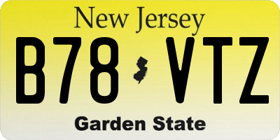 NJ license plate B78VTZ