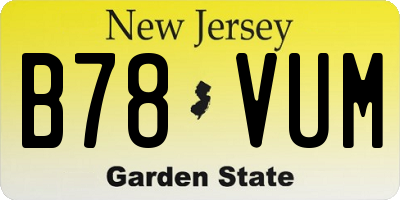 NJ license plate B78VUM