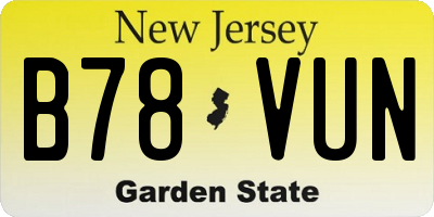 NJ license plate B78VUN