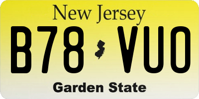 NJ license plate B78VUO