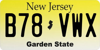 NJ license plate B78VWX