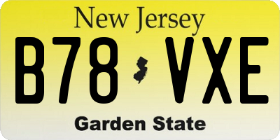 NJ license plate B78VXE