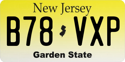 NJ license plate B78VXP