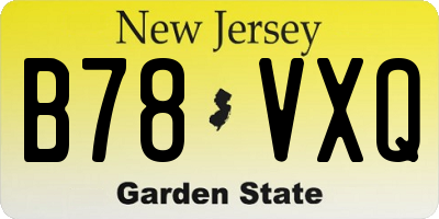 NJ license plate B78VXQ