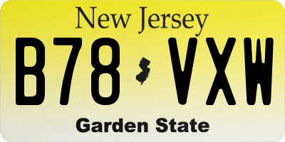 NJ license plate B78VXW