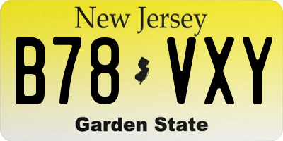 NJ license plate B78VXY