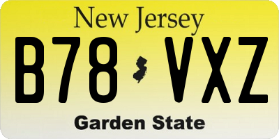 NJ license plate B78VXZ