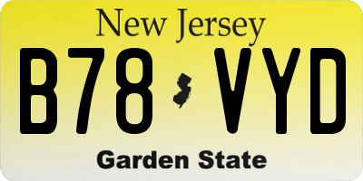 NJ license plate B78VYD