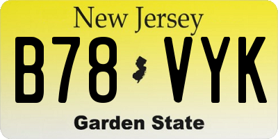 NJ license plate B78VYK