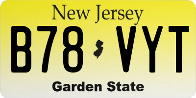 NJ license plate B78VYT