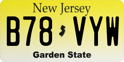 NJ license plate B78VYW