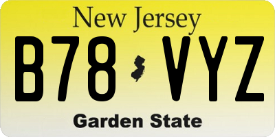 NJ license plate B78VYZ