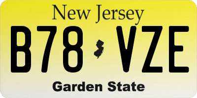 NJ license plate B78VZE