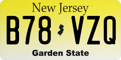 NJ license plate B78VZQ