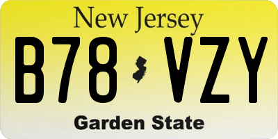 NJ license plate B78VZY