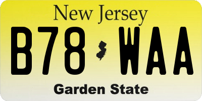 NJ license plate B78WAA