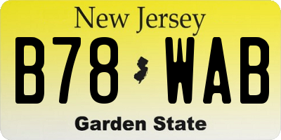 NJ license plate B78WAB