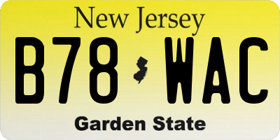 NJ license plate B78WAC