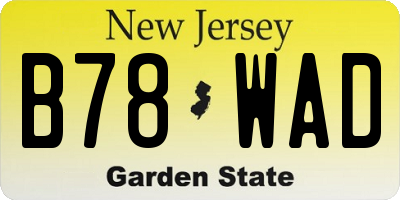 NJ license plate B78WAD