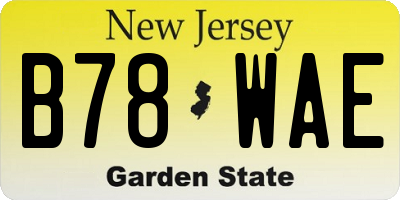 NJ license plate B78WAE