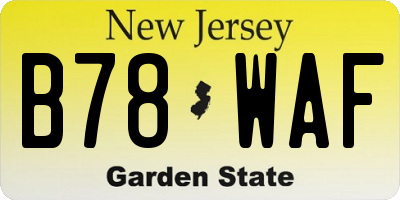 NJ license plate B78WAF