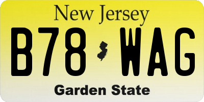 NJ license plate B78WAG
