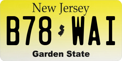 NJ license plate B78WAI