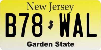 NJ license plate B78WAL