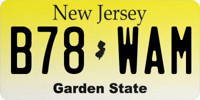 NJ license plate B78WAM