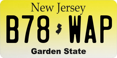 NJ license plate B78WAP