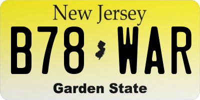 NJ license plate B78WAR