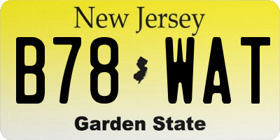 NJ license plate B78WAT