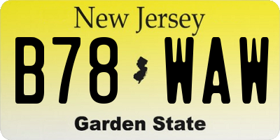 NJ license plate B78WAW