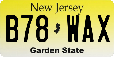 NJ license plate B78WAX