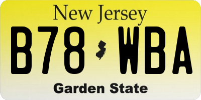 NJ license plate B78WBA