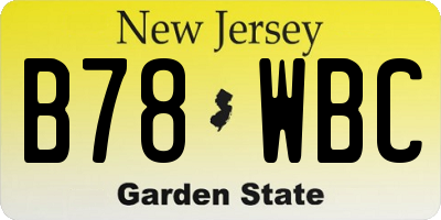 NJ license plate B78WBC