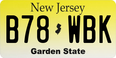 NJ license plate B78WBK