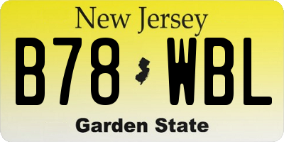 NJ license plate B78WBL