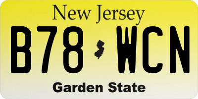 NJ license plate B78WCN