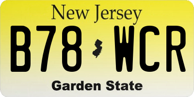 NJ license plate B78WCR