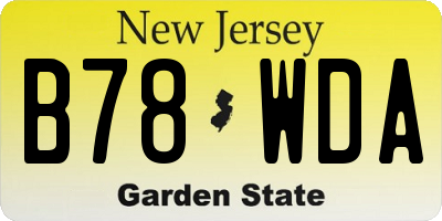 NJ license plate B78WDA