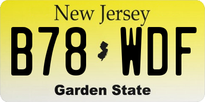 NJ license plate B78WDF