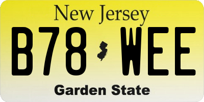 NJ license plate B78WEE