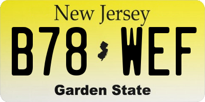 NJ license plate B78WEF