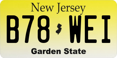 NJ license plate B78WEI