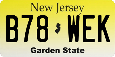 NJ license plate B78WEK