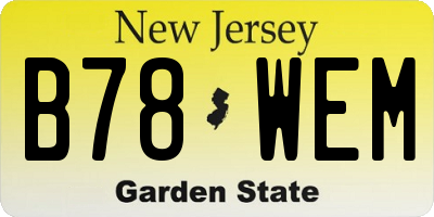 NJ license plate B78WEM