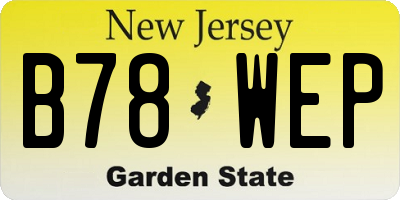 NJ license plate B78WEP